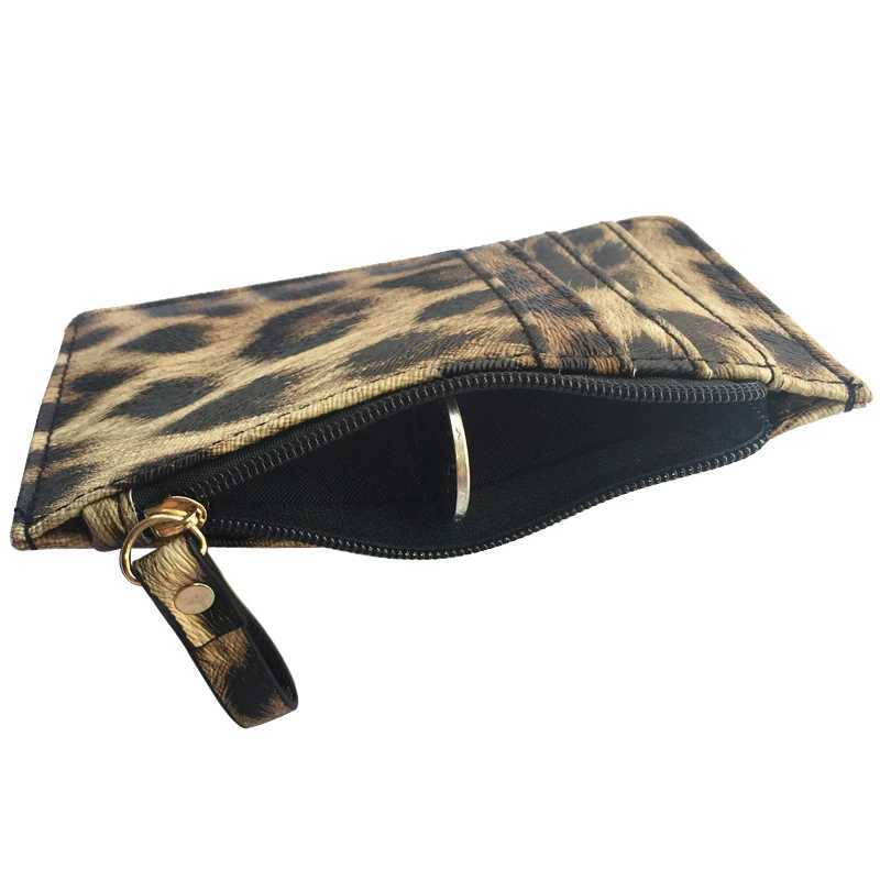 New Leopard Pattern Leather Zipper Coin Wallet suitable for both women and men ultra-thin card wallet commercial card holder beautiful gift bag Z25041