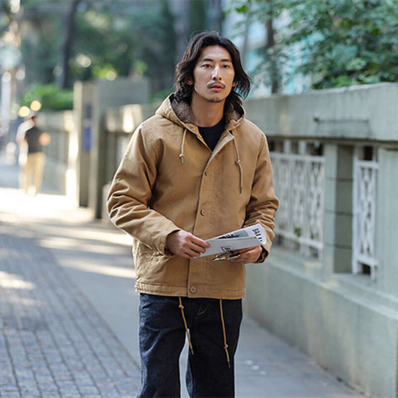 Okonkwo-Hooded Deck Jacket Men Thick Lamb Fleece Cotton Coat Outdoor Trekking Camping Hiking Travel Blazer Toog Navy N-1 N2