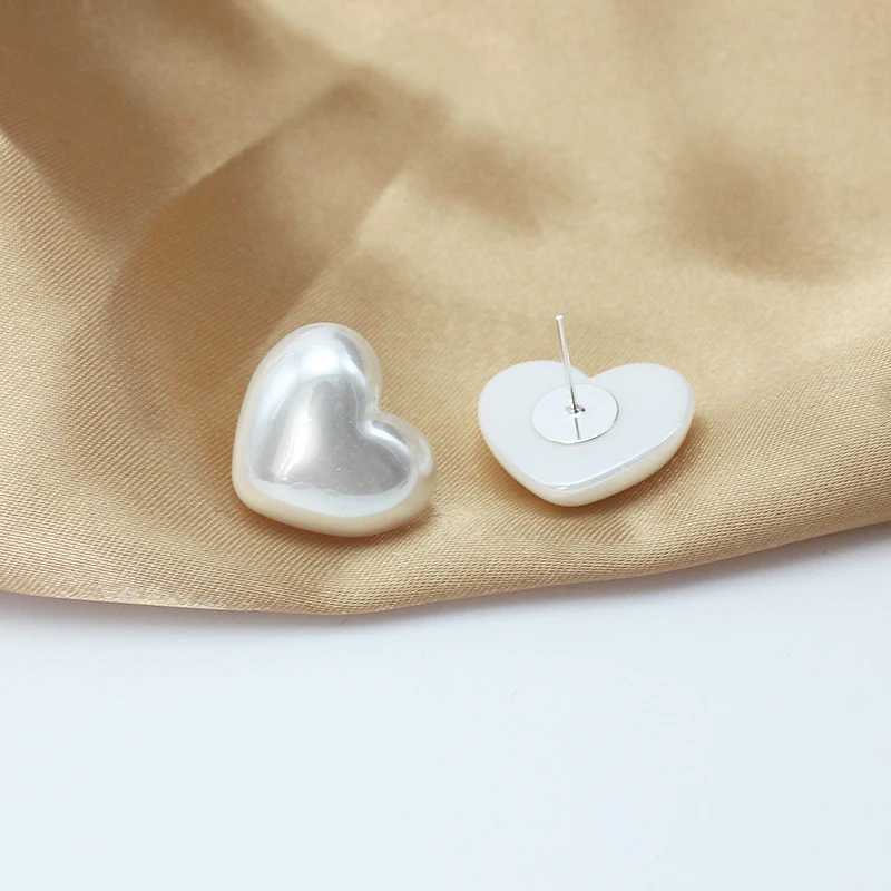 20*17mm Big Heart Imitation Shell Stud Earring for Women Simple High Quality Jewelry Wedding Christmas Day Girl Gift BrincosX241023