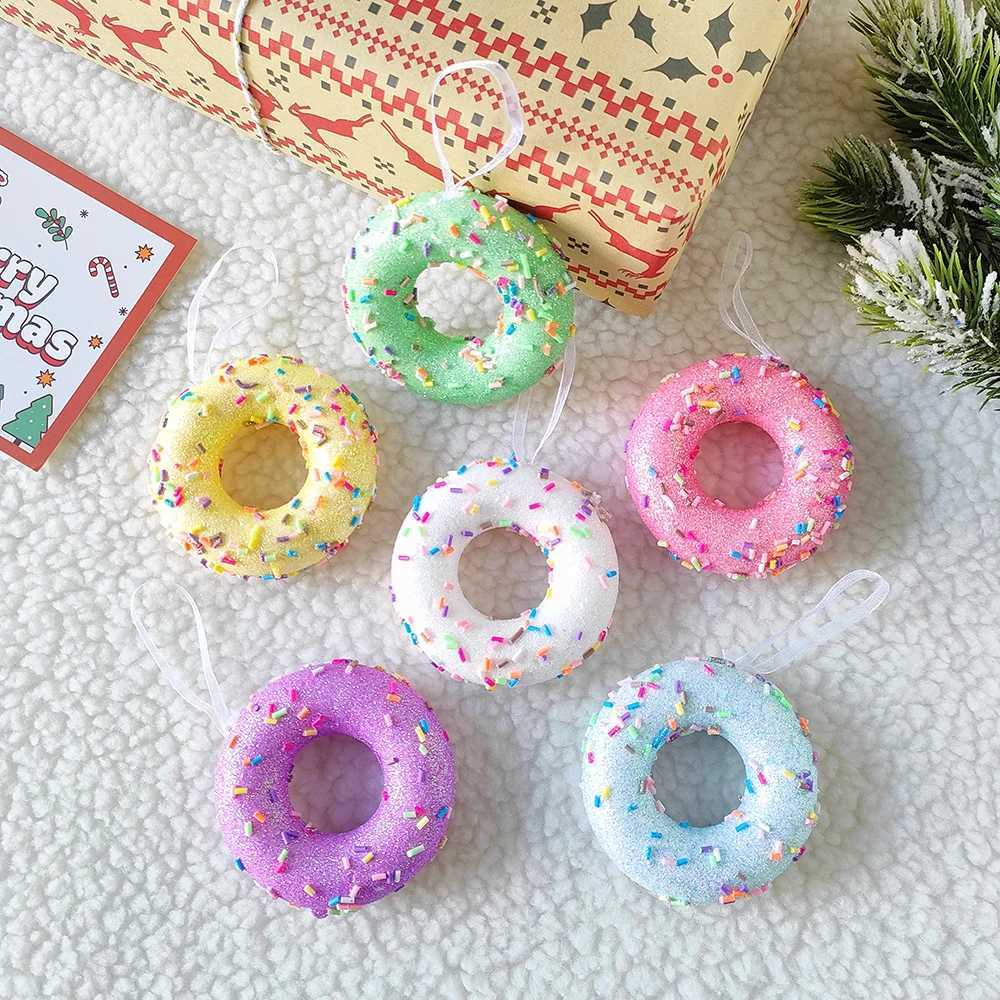 New Arrival 1 box of Christmas balls aron cream donuts candy shaped Christmas tree pendant He New Year Navidad Christmas Decor Z241024