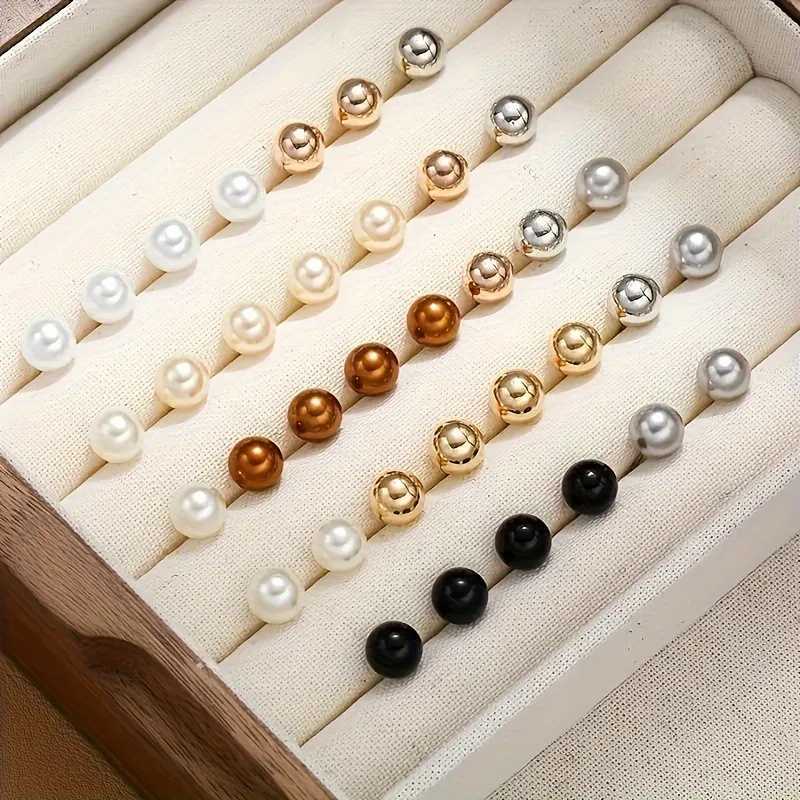 Korean Charm Colored Pearl Imitation Stud Earrings Exquisite Rhinestone Earrings Boxless Womens Party Wedding Jewelry W241023
