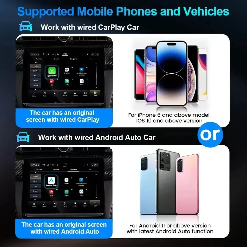 carplayandroid auto 2in1 wired to wireless carplay box aibox