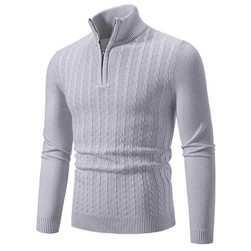 New Mens Pullover Warm Solid Color Half Zipper Sweater V-neck Long Sleeve Sweatwear Mens Knitted Sweatshirts Winter Top LX241024