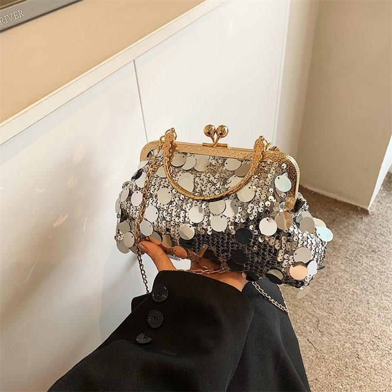 Sparkling clutch bag fashionable evening bag chain strap shiny shoulder bag large capacity top handle wallet for wedding parties 241023ww