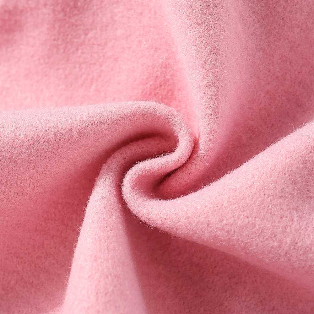 Autumn and winter new girl big wool collar hooded wool coat childrens cute solid bow wool coat W241023