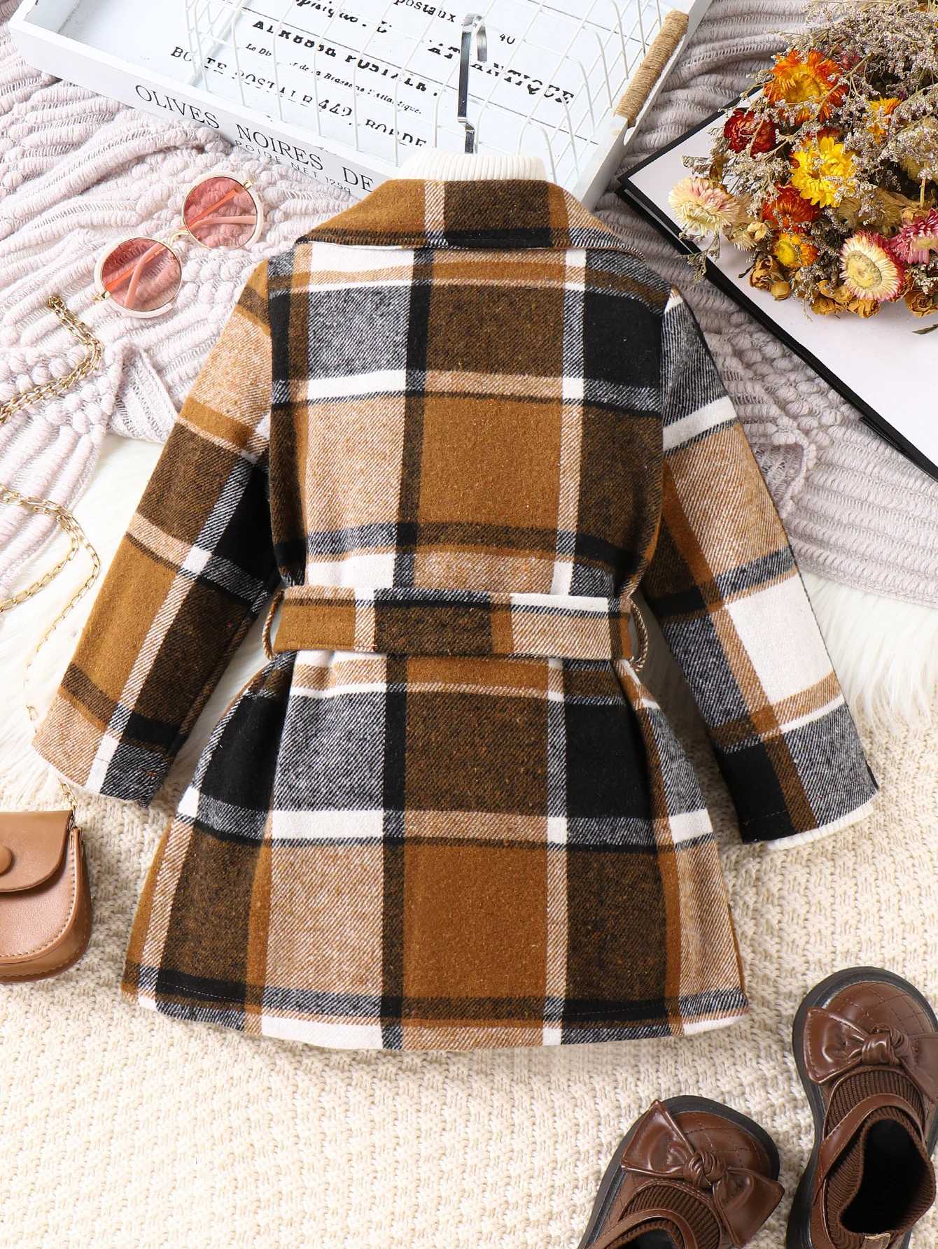FOCUSNORM autumn and winter childrens wool jacket long sleeved lapel button plain weave work jacket W241023