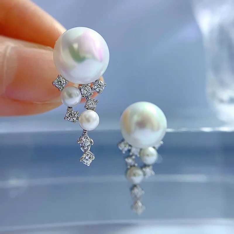925 Silver 10mm Freshwater Pearl Stud Earrings Women Fine Anniversary JewelryX241023