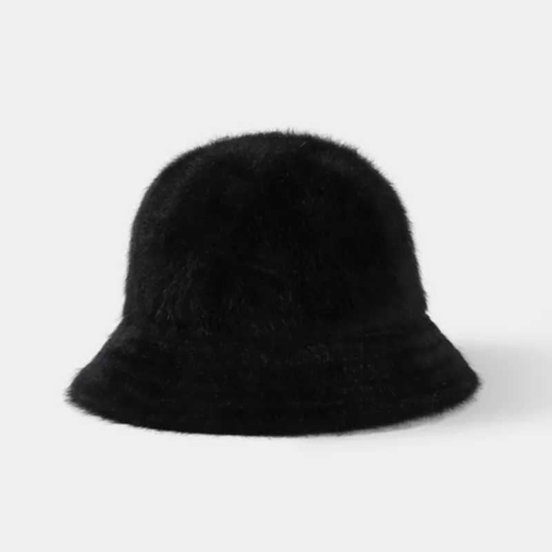 Bucket Hat Wen Winter Angola Fluffy Warm Holiday Accessories Suitable for Young Women Outdoor X241023