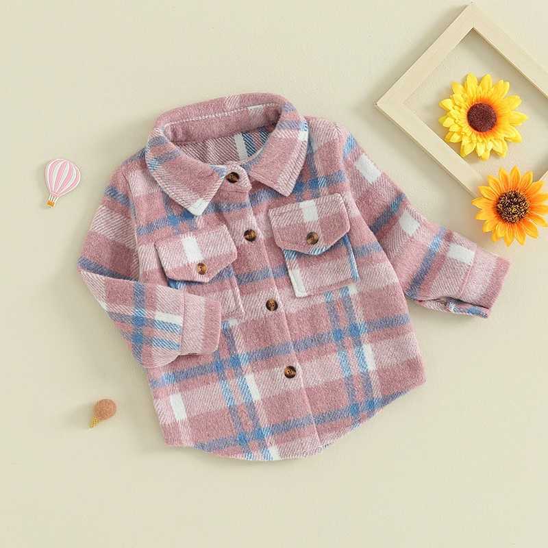 FOCUSNORM 0-4Y wool jacket for boys and girls in 3 colors long sleeved plain flannel button down sweater W241023
