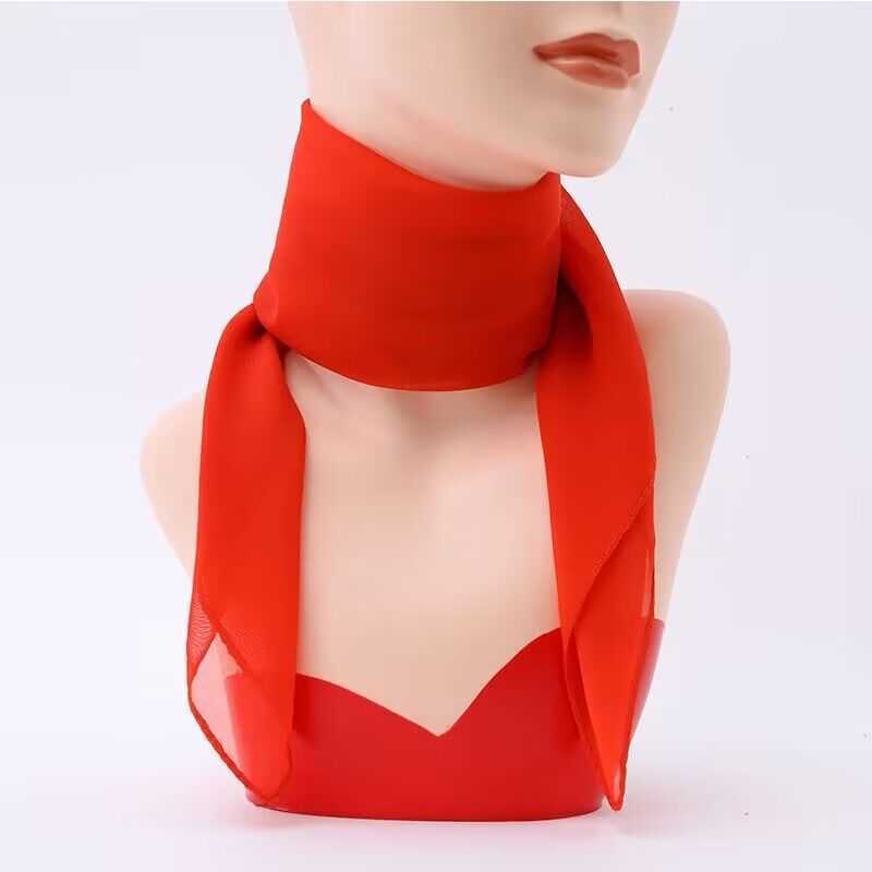 Solid color chiffon versatile short small square warm silk neck spring and autumn womens protection go scarf designers