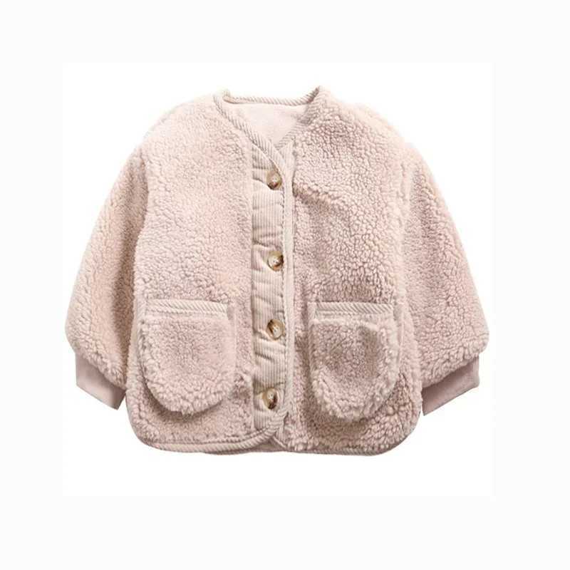 Little girls wool jacket autumn 2024 new babys fur fake fur winter wool cotton blended jacket EY08162 W241023