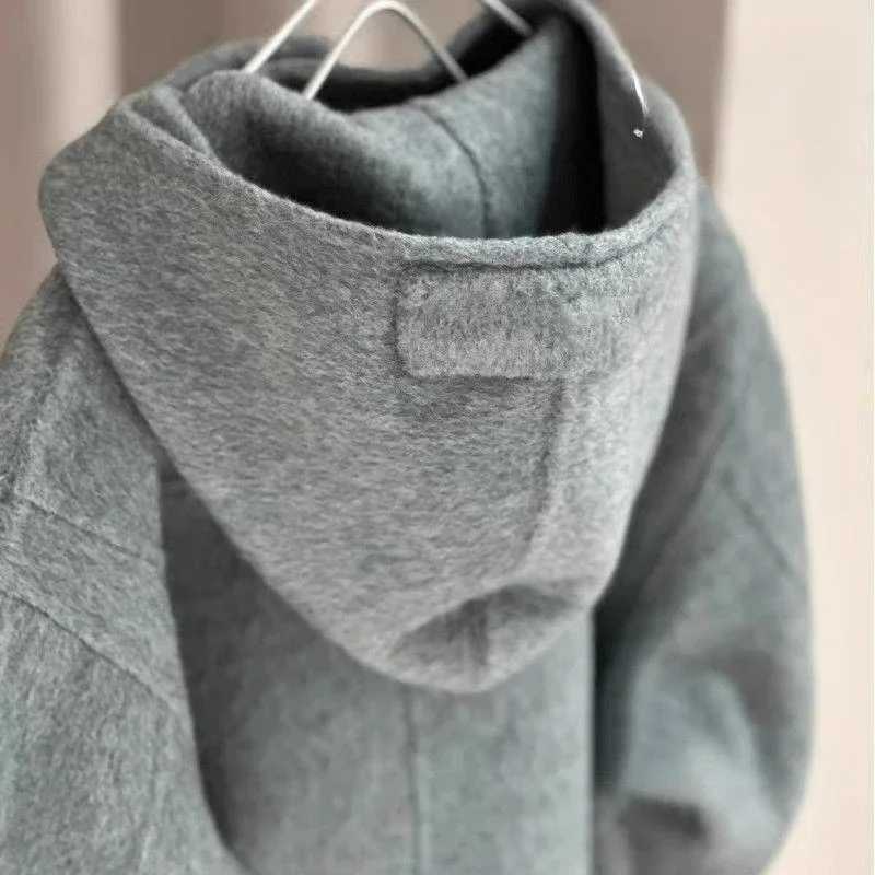 Thick winter fashionable wool coat Korean childrens long wool coat childrens baby clothing hooded W241023