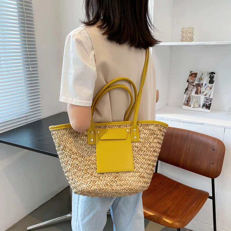 Designer Straw Handbags - hot Woven Beach Tote Women, Large Capacity Summer Crossbody Bag, Fashionable Korean-Style Handbag, Lightweight for Daily Use