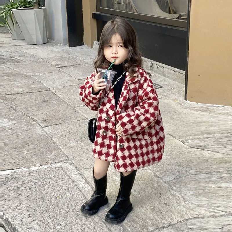 Womens wool coat jacket windproof jacket 2024 charming warm thick autumn and winter cotton school childrens clothing W241023