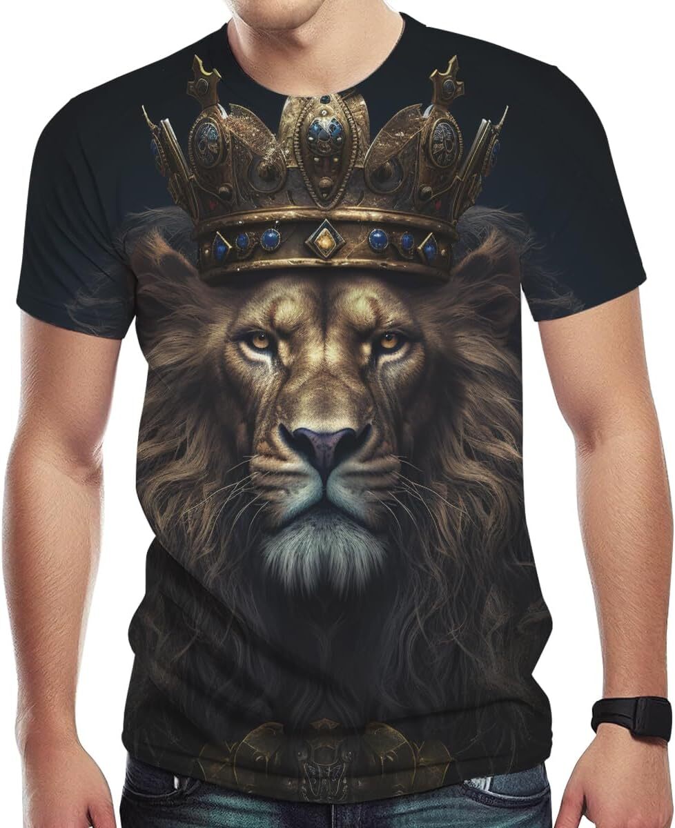 Mens T shirt Men's Lion Graphic cool Creative Novelty 3D Print T Shirt tee Casual tops summer clothes Fashionable