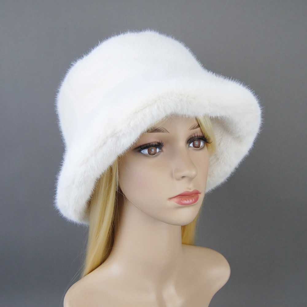 Winter autumn warm bucket hat fluffy wide mane soft thick ear protection faux fur elegant hot fishermans hat X241023