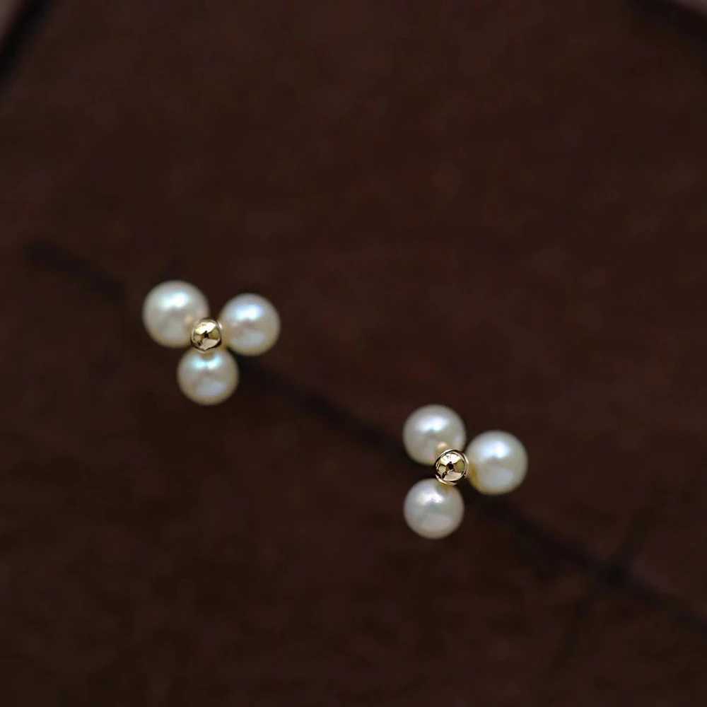 CANNER Sugarcube-Shaped Zircon Stud Earrings 925 Sterl Silver Flower-Shaped Small Pearl Earrings Gentle Delicate Women JewelryX241023