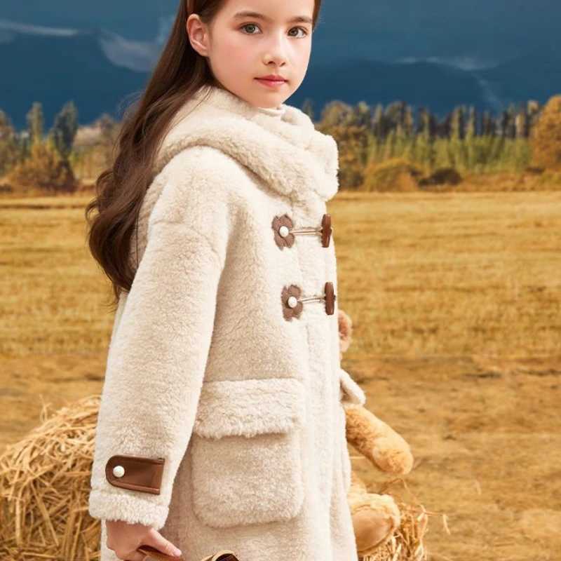 Womens wool coat jacket cotton coat windproof 2023 wool warm thick velvet winter autumn Par childrens clothing W241023