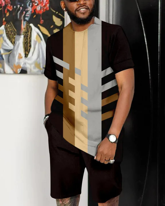 Summer mens fashion 2-piece set mens T-shirt shorts pants set casual short dress oversized retro mens clothing 241024