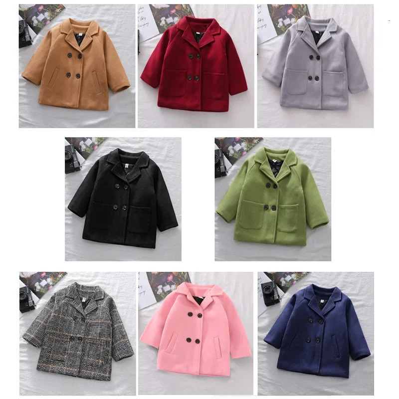 Childrens plain woolen jacket for spring and autumn girls and boys winter jackets for 2 to 6 years boys clothing 241024