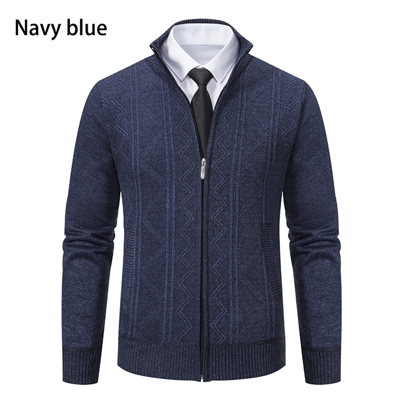 Thick Knit Jacket Men Autumn Winter Warm Stand Collar Knitted Cardigan Mens Smart Casual Sweater Coat Knitting Sweatercoat Man 241008