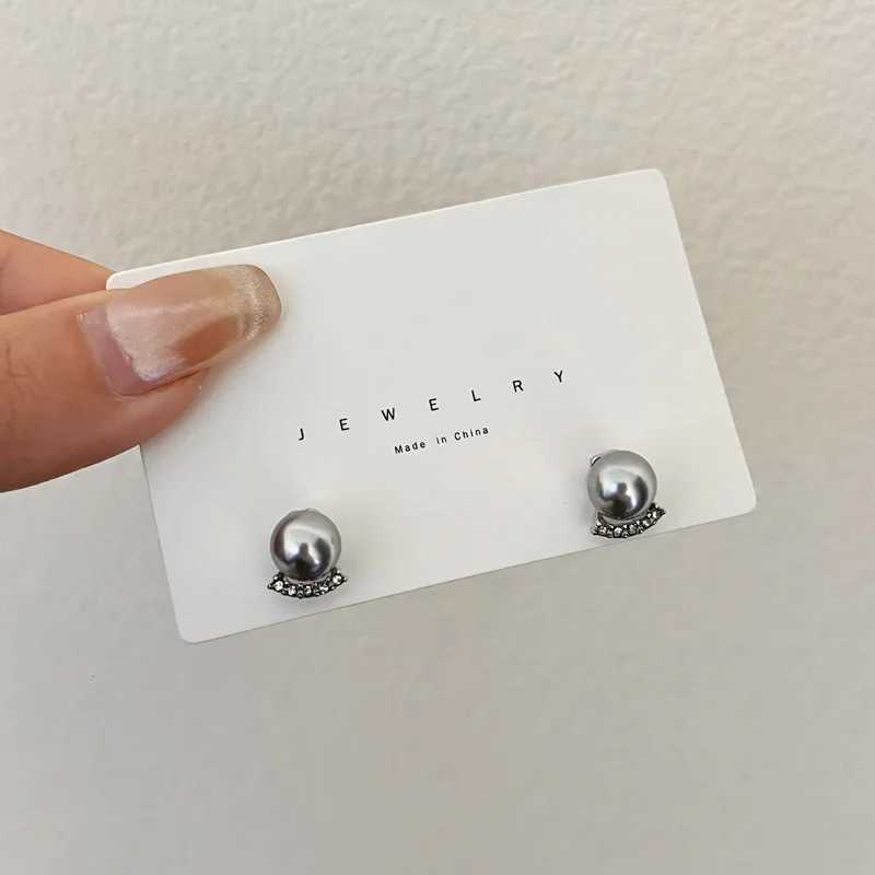 Cute Girls Mini Imitation Pearl Crystal Stud Earrings Party Simple Jewelry Women Daily Vintage Korean Earrings White GreyX241023