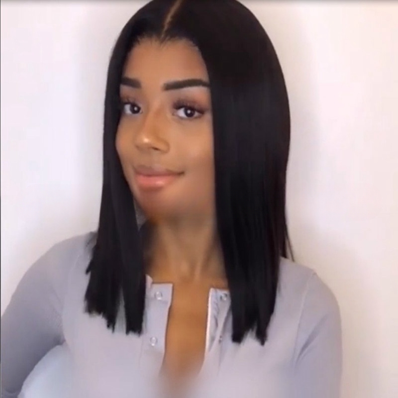 African wig for women with medium-length straight hair and synthetic fiber wig