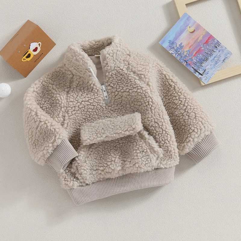 Preschool boys and girls wool jackets faux fur coats warm Sherpa lined jackets newborn autumn and winter clothing jackets W241023