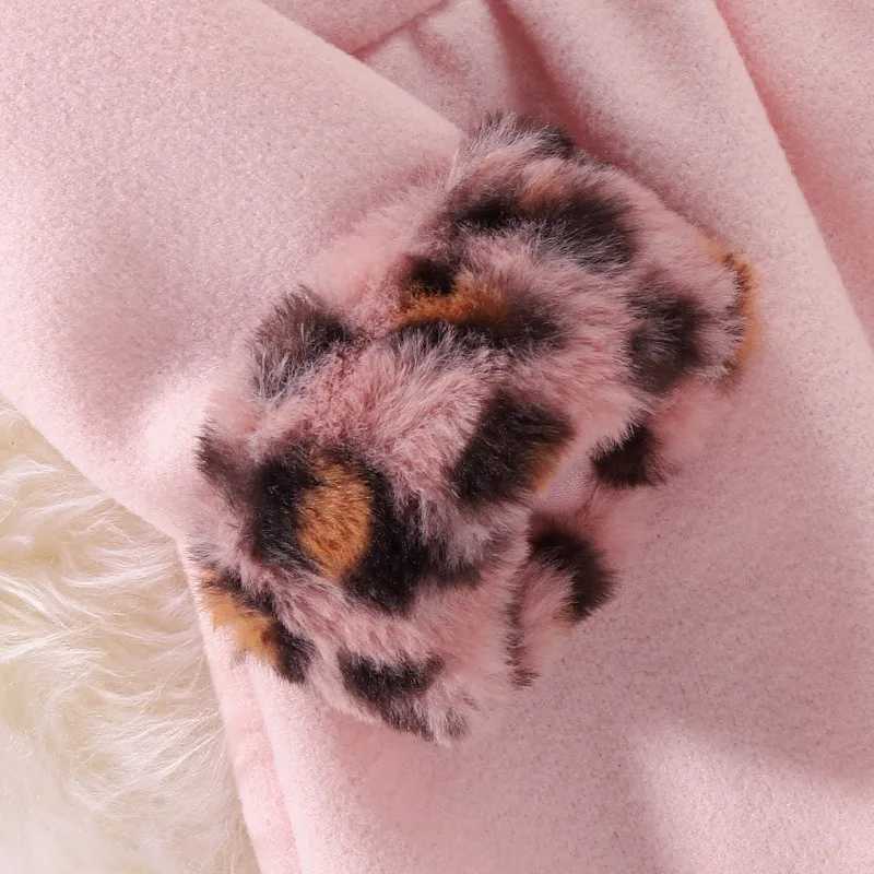 2023 Autumn Winter Long Woolen Coat for Girls Fashion Leopard Long Sleeped Trench Jacket Outerwear Warm Wool Baby Clothes W241023