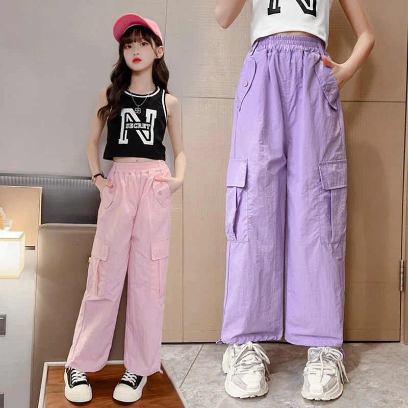 Spring/Summer Teen Girls Pants Childrens Trousers Fashion Korean Edition Childrens Product Pants 6 8 10 12 14 Year Old Youth Clothing 241024