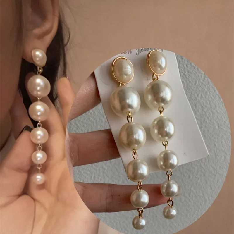 IPARAM Fashion Korean long pearl female drip earrings elegantly crafted large simulated pear earrings wholesale W241023