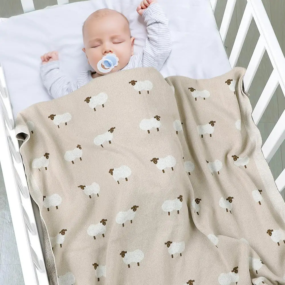 born swaddle packaging 100 * 80cm cotton knitted baby stroller bedding super soft childrens accessories 241023
