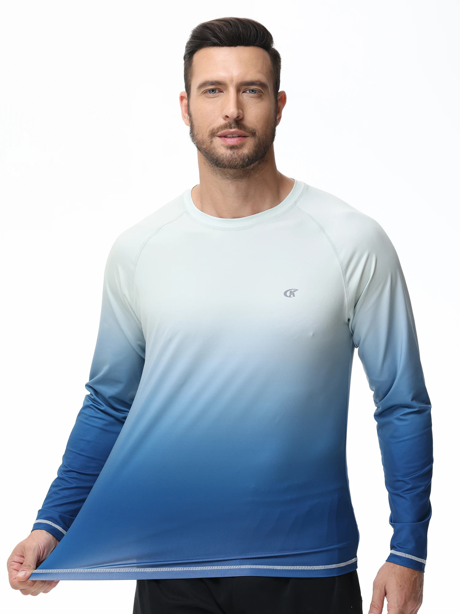 Summer Mens UPF 50Beach Swimming T-shirt Quick drying Long sleeved T-shirt Sports Fishing Hiking Rush Protective T-shirt 241024