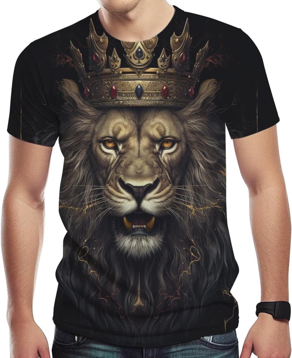 Mens T shirt Men's Lion Print3D Print Cool Casual Tee Top tee Casual tops summer clothes Fashionable and cool