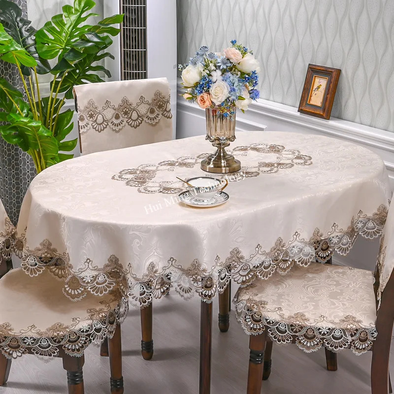 Oval tablecloth white embroidered folding coffee table vermilion dining table vermilion dining table cover tablecloth table cover 241024