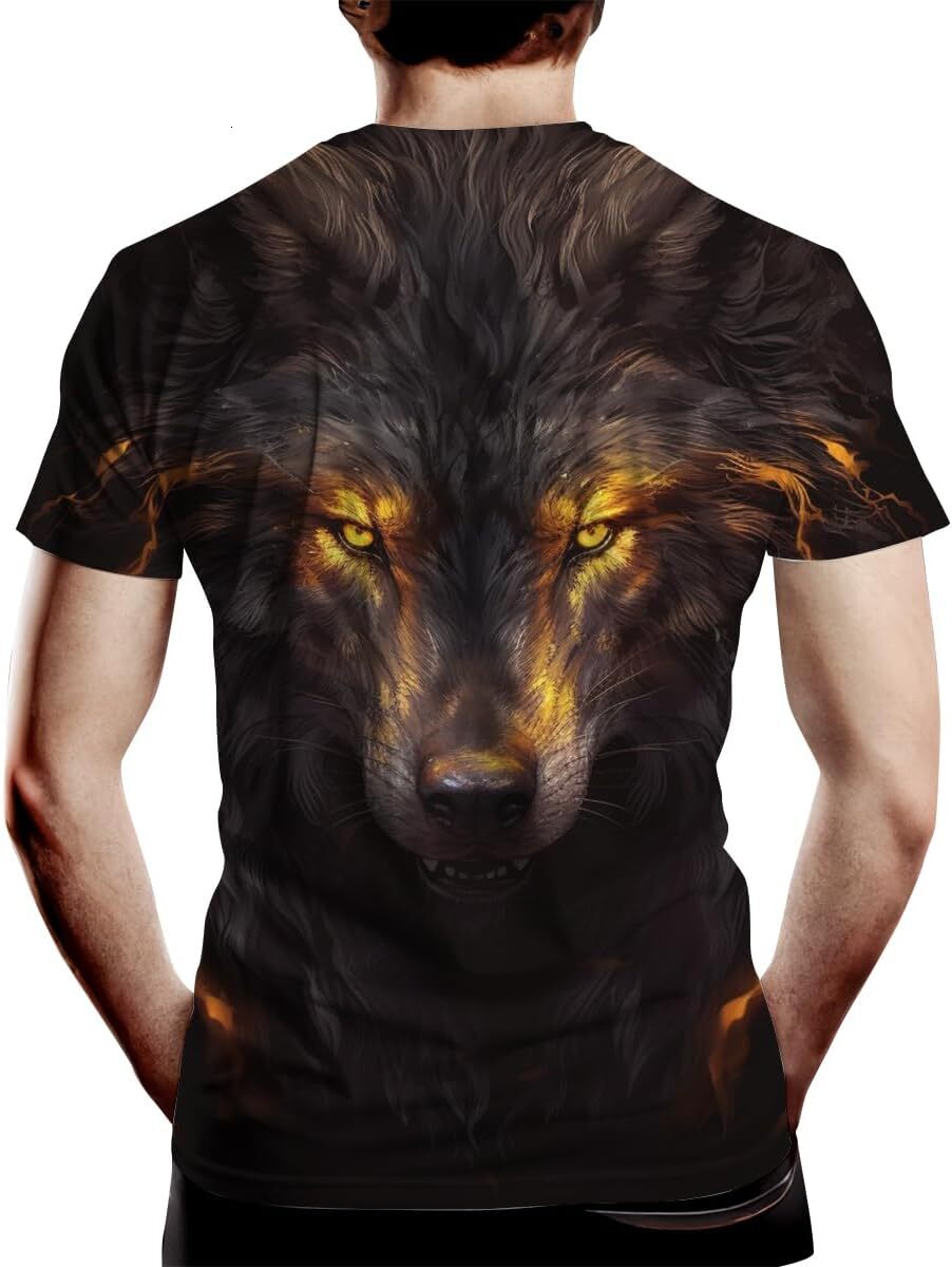 Mens T shirt Wolf Graphic Print T-Shirt Summer Fashion Tee Top Shirt for Men's tee Casual tops summer clothes Breathable and stylish
