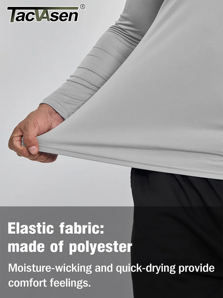 TACVASEN UPF 50Mens 1/4 Zipper UV Protective Long Sleeve T-shirt Fishing and Hiking Performance T-shirt Zipper Top 241024CJ