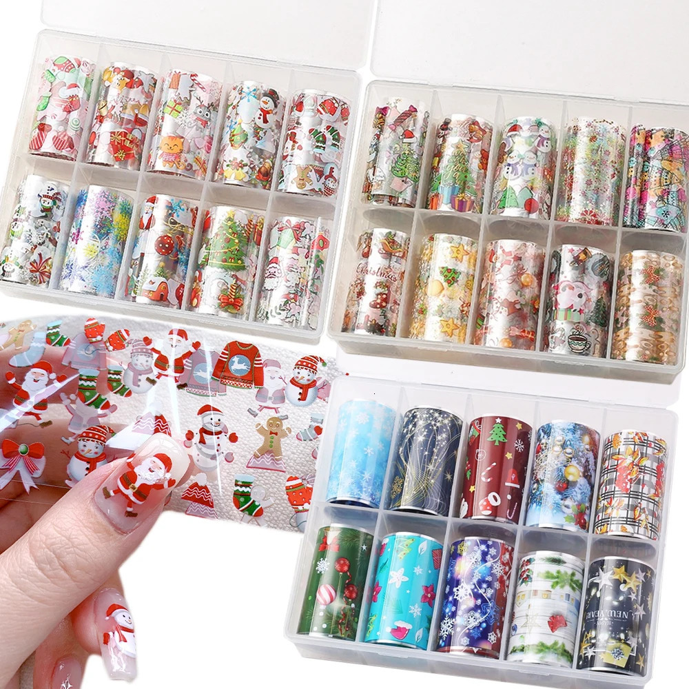 Christmas nail art transfer foil 30 rolls 4 * 100cm slider packaging Santa Claus handmade decoration DIY nail paper stickers 241024