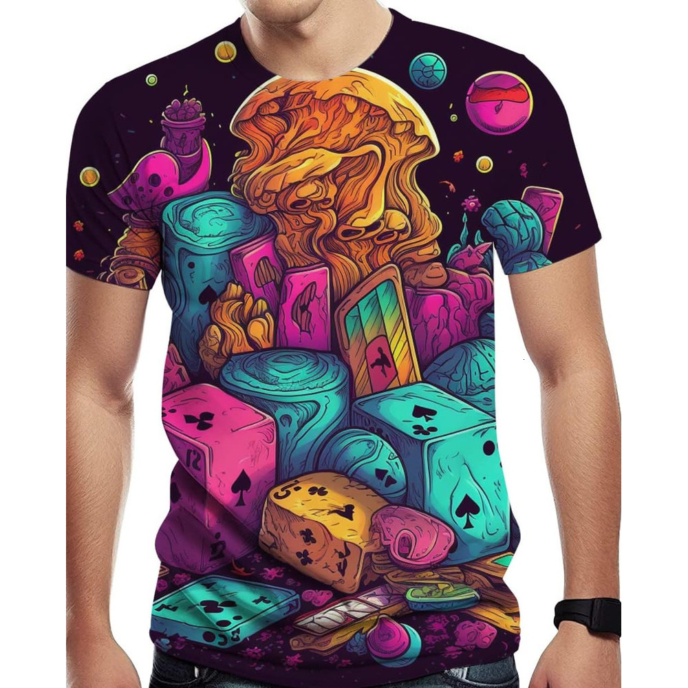 Mens T shirt Men's Fantasy Poker Cards Creative Novelty 3D Print T Shirt tee Casual tops summer clothes Breathable trend