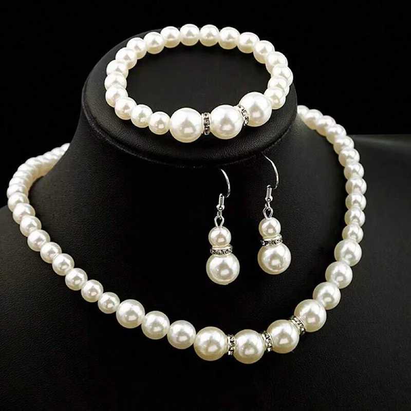 Fashion Pearl Jewelry Set Simulated Pearl Double layered Luxury Earrings Necklace Wedding Daily Paradigm Necklace Bracelet Set W241023