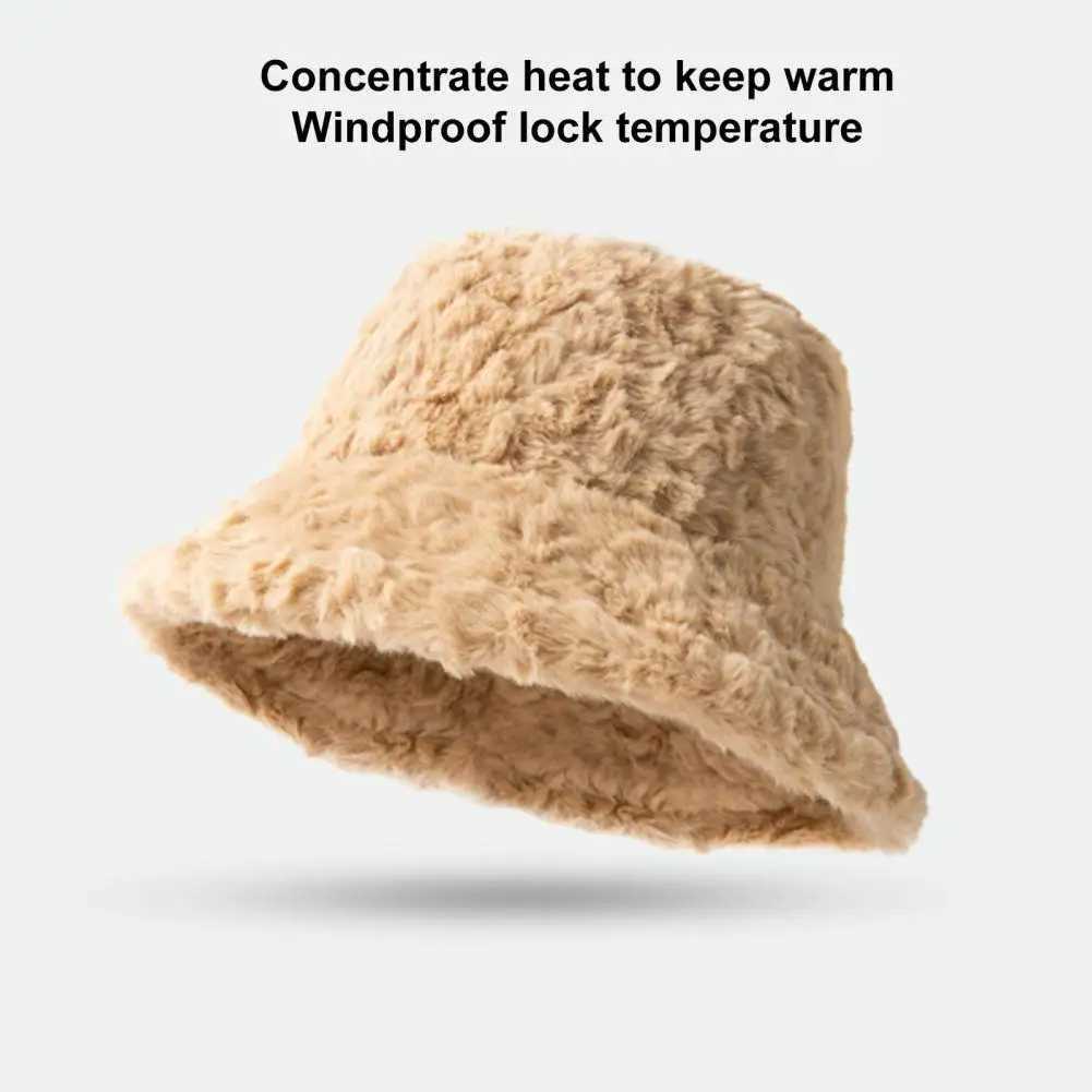 Fishermans hat Warm fishermans hat Wen style winter hat plush windproof womens fishermans hat wide and cold suitable for extra use X241023