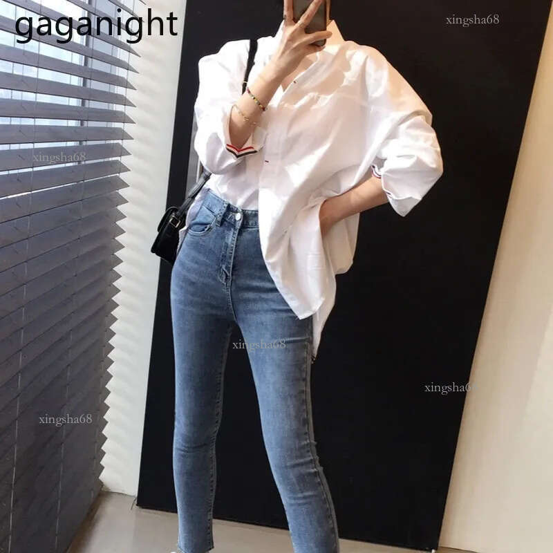 Women's Blouses Shirts Gaganight Women Blouses and Tops Long Sleeve Casual Striped White Turn-down Collar OL Shirt Back Buttons Loose Blusas Femi