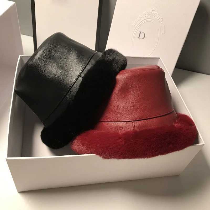 MAXSITI U winter fur bucket hat used for Wen Fashion synthetic leather thick plush warm fisherman hat casual basin hat X241023