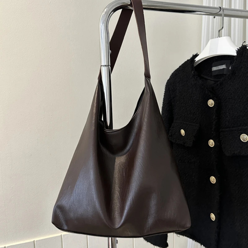 Vintage Pillow n PU Leather Boston Handbag For Women Casual Large Capacity Shoulder Crossbody Bags Fashion Shopper 241017