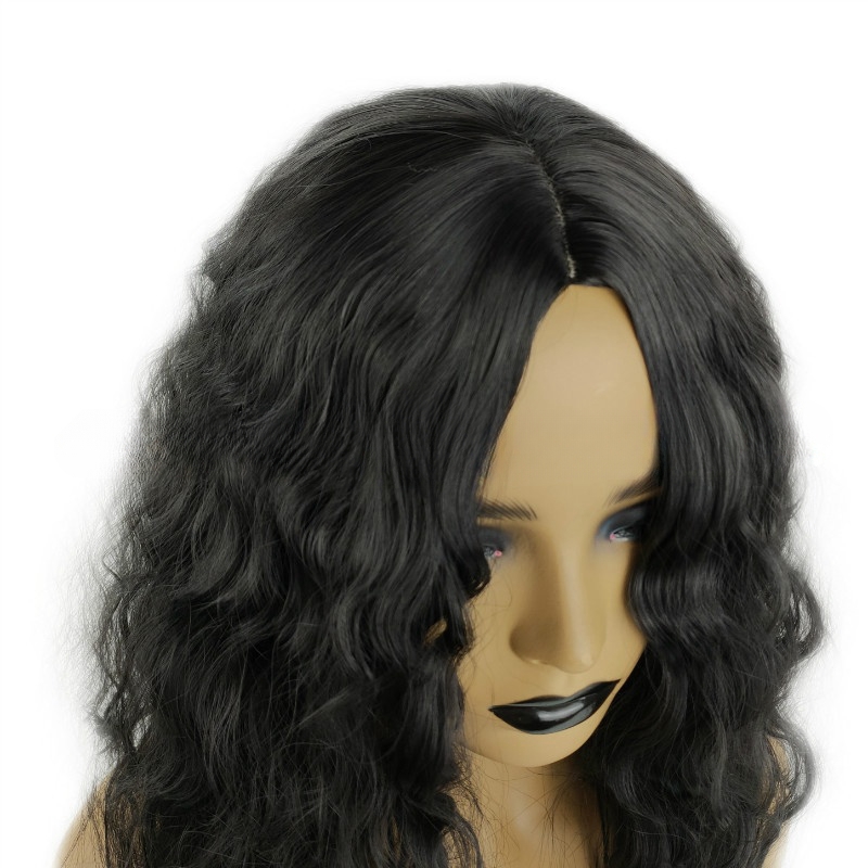 New wig women's short curly water ripple medium long hair African small curly chemical fiber headpiece