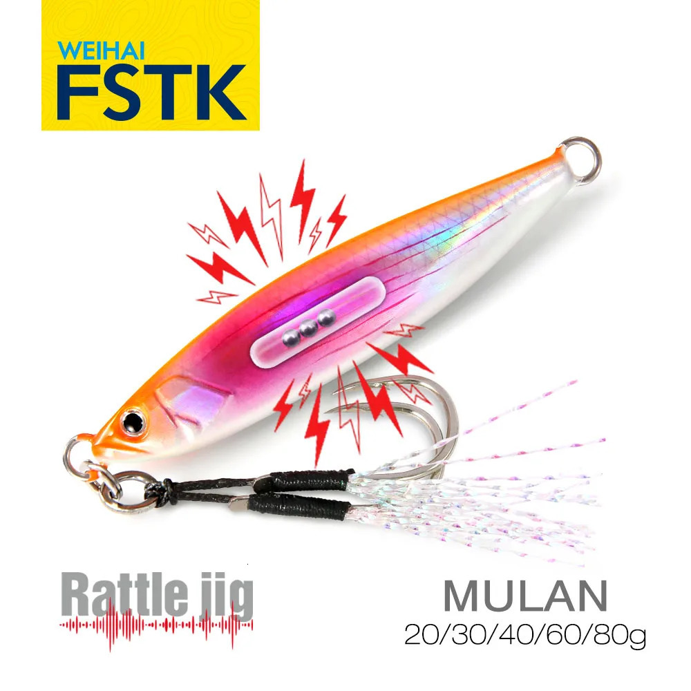 2024 FSTK Rattle Jig Sea Fishing Lures 20g30g40g60g80g Long Casting Lure Spinning Artificial Bait with Hook Spoon Tackle 241024