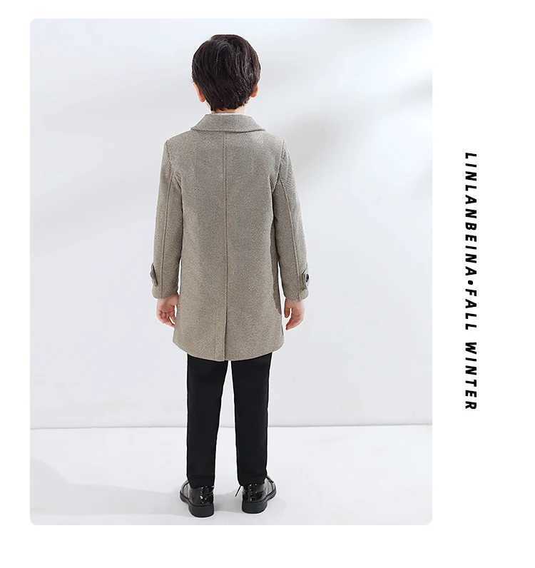Childrens windproof outdoor long jacket childrens official birthday Par photography wool coat boys and girls winter thick warm wool coat W241023