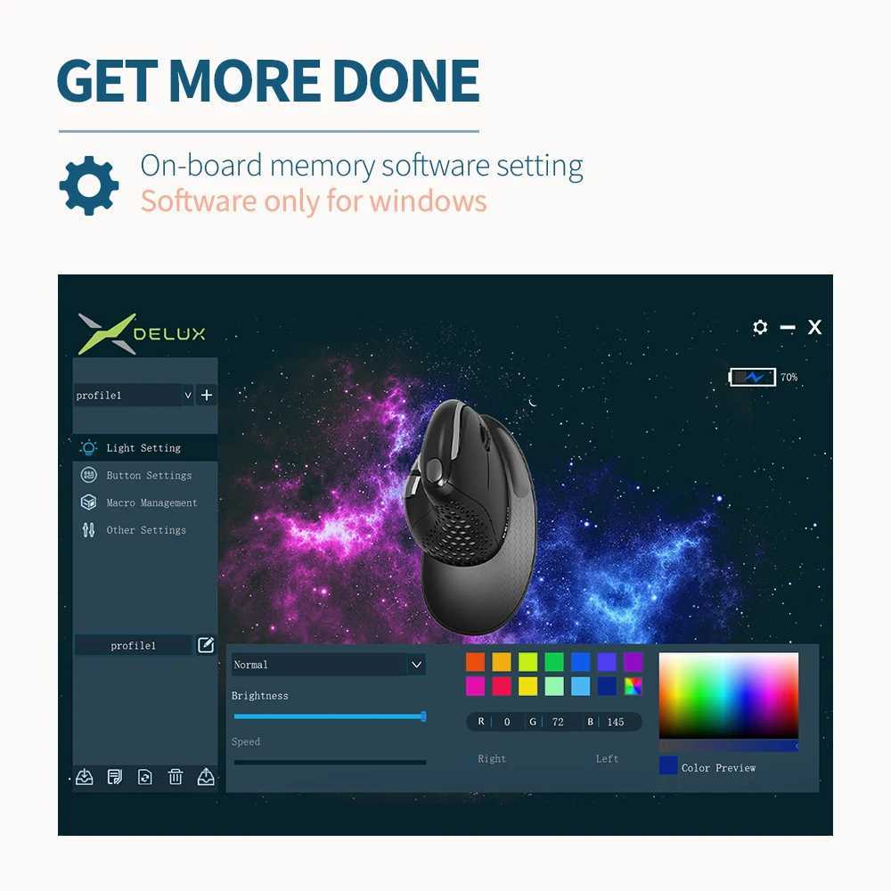 Delux M618XSD Seeker Ergonomic Vertical Mouse with OLED Screen 4000DPI Rechargeable 1000mA Removable Back Cover For ComputerLX241024