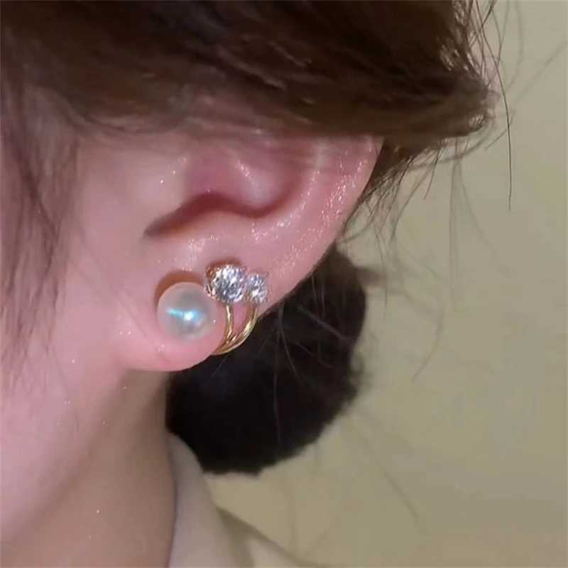 New Crystal Earrings Luxury Simulated Pearl Earring for Women Girl Birthday Party Gift Dual Purpose Ear Jewelry AccessoiresX241023