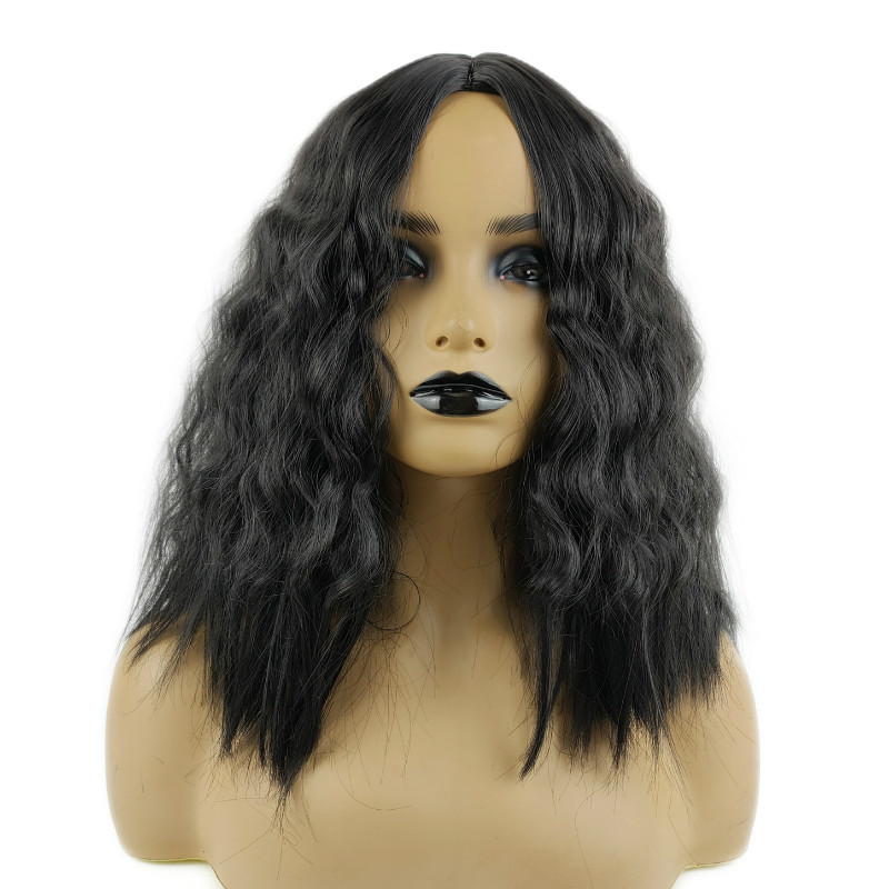 New wig women's short curly water ripple medium long hair African small curly chemical fiber headpiece